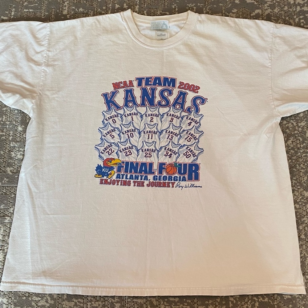 Kansas Jayhawks 2002 Final Four Shirt Men’s Size 2XL‎ Color White -Flaws